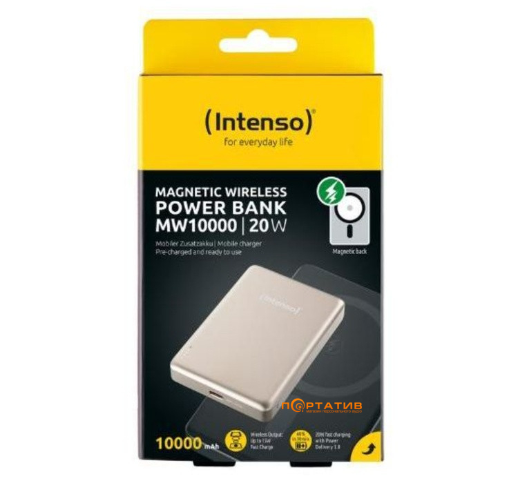 Зовнішній акумулятор Intenso MW10000 MagSafe 10000mAh PD 20W, Qi 15W Champagne (7344031)