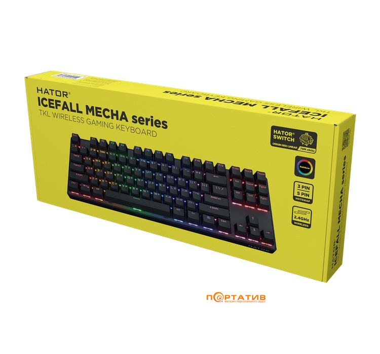 Игровая клавиатура HATOR Icefall Mecha TKL Wireless Rainbow Black (HTK287UA)