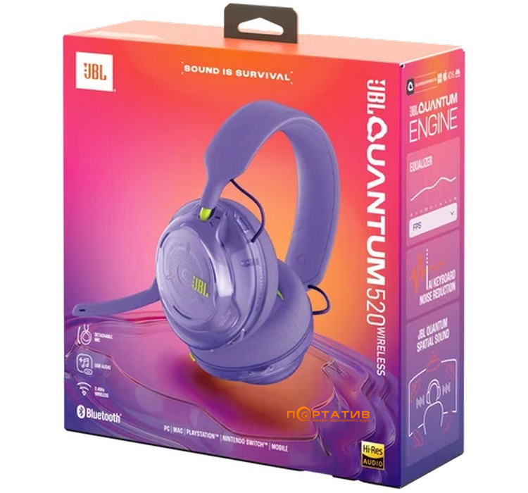 Игровая гарнитура JBL Quantum 520 Purple (JBLQTUM520PUR)
