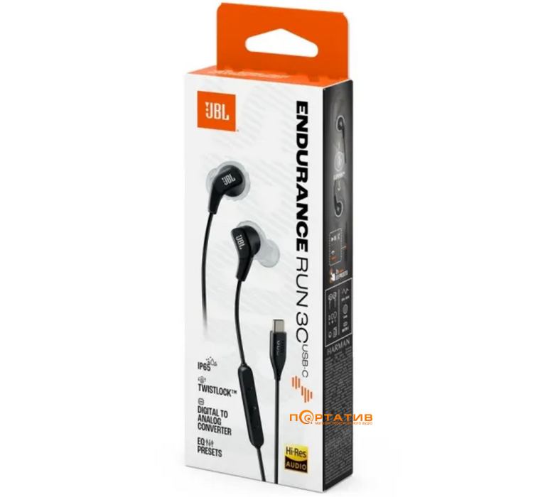 Навушники JBL Endurance Run 3C USB-C Black (BLENDURRUN3CBLKG)
