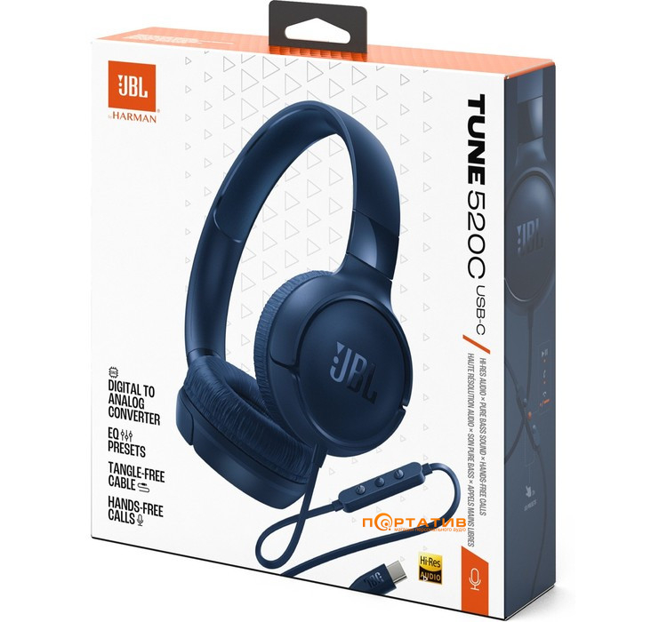 Наушники JBL Tune 520C USB-C Blue (JBLT520CBLU)