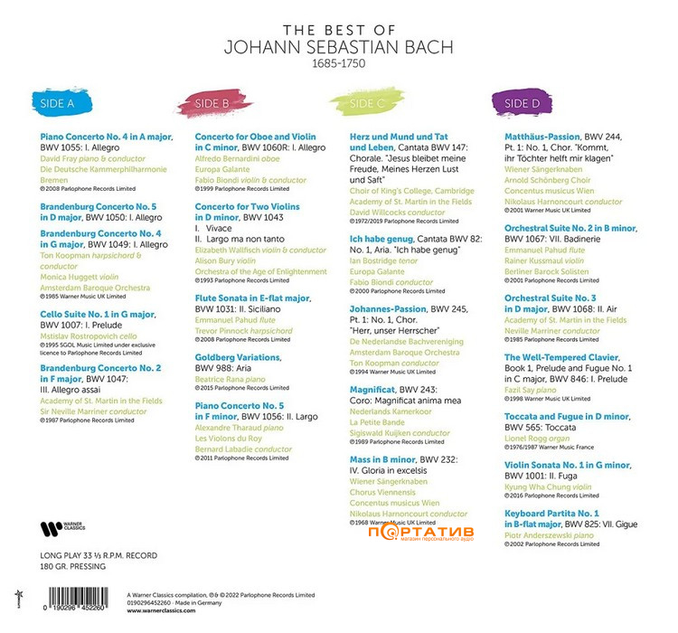 Вінілова платівка Johann Sebastian Bach - The Best Of Bach [2LP]