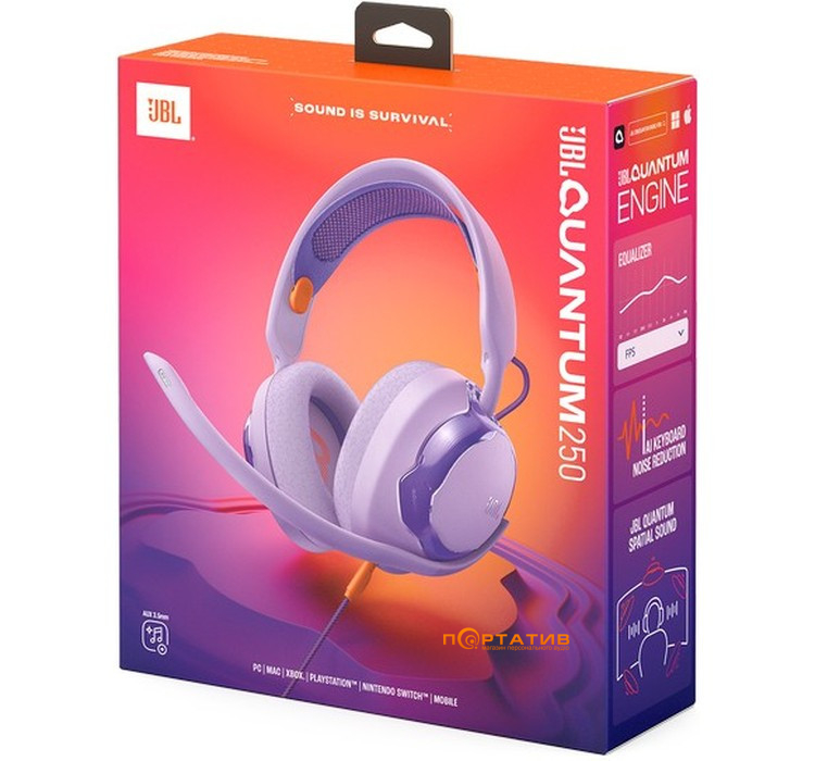 Игровая гарнитура JBL Quantum 250 Purple (JBLQTUM250PUR)
