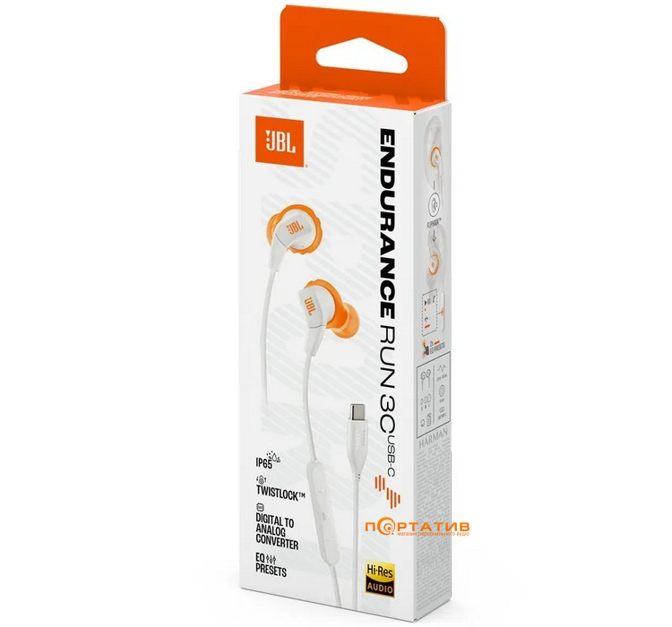 Навушники JBL Endurance Run 3C USB-C White (JBLENDURRUN3CWHT)