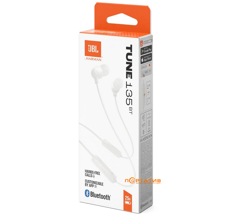 Навушники JBL Tune 135BT White (JBLT135BTWHT)
