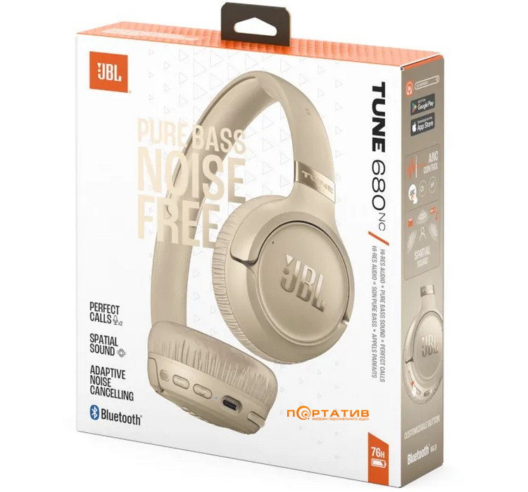 Наушники JBL Tune 680 NC Beige (JBLT680NCBEG)