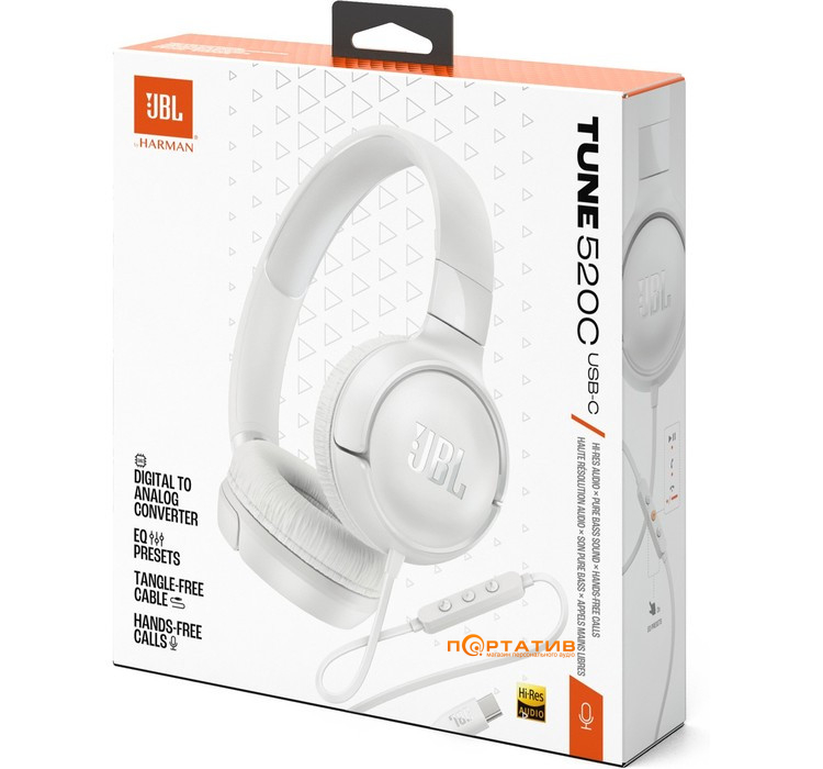 Наушники JBL Tune 520C USB-C White (JBLT520CWHT)