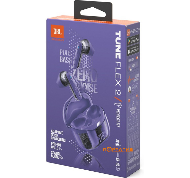 Навушники JBL Tune Flex 2 Ghost Purple (JBLTFLEX2GMAE)