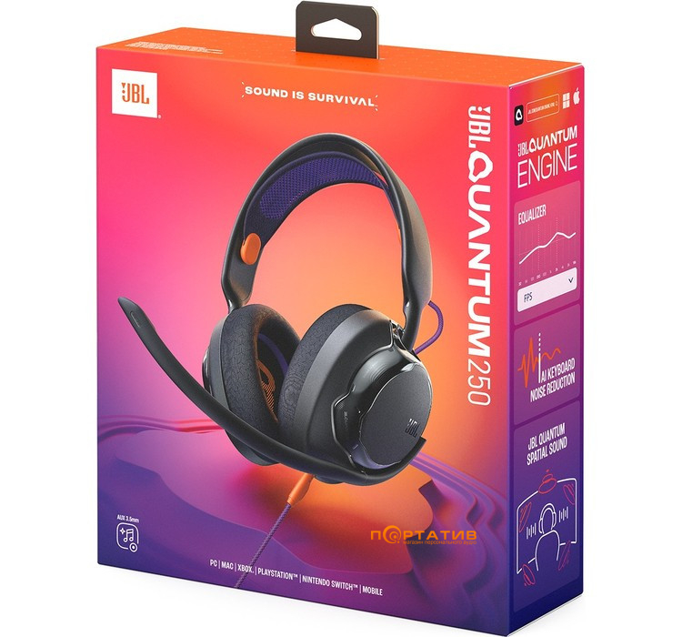 Игровая гарнитура JBL Quantum 250 Black (JBLQTUM250BLK)