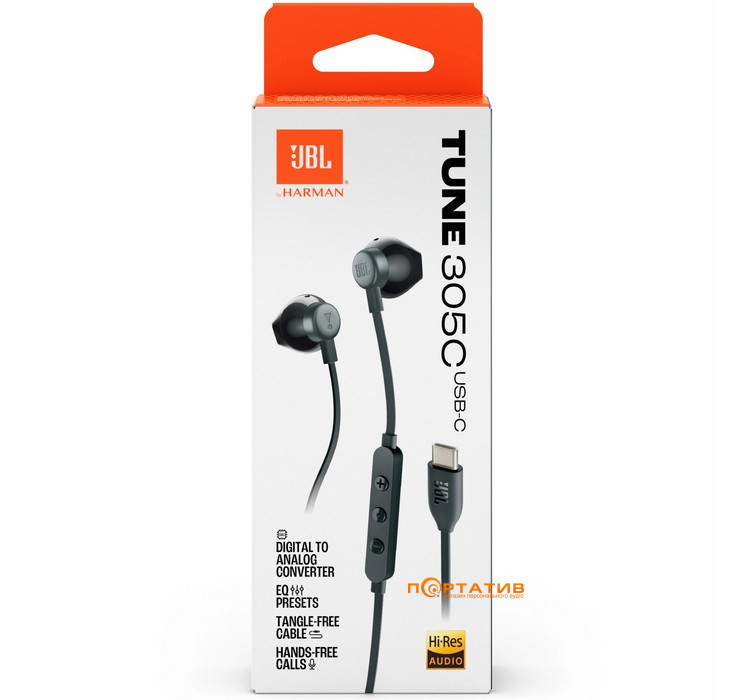 Навушники JBL Tune 305C USB-C Black (JBLT305CBLK)