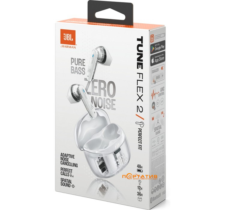 Наушники JBL Tune Flex 2 Ghost White (JBLTFLEX2GWHT)