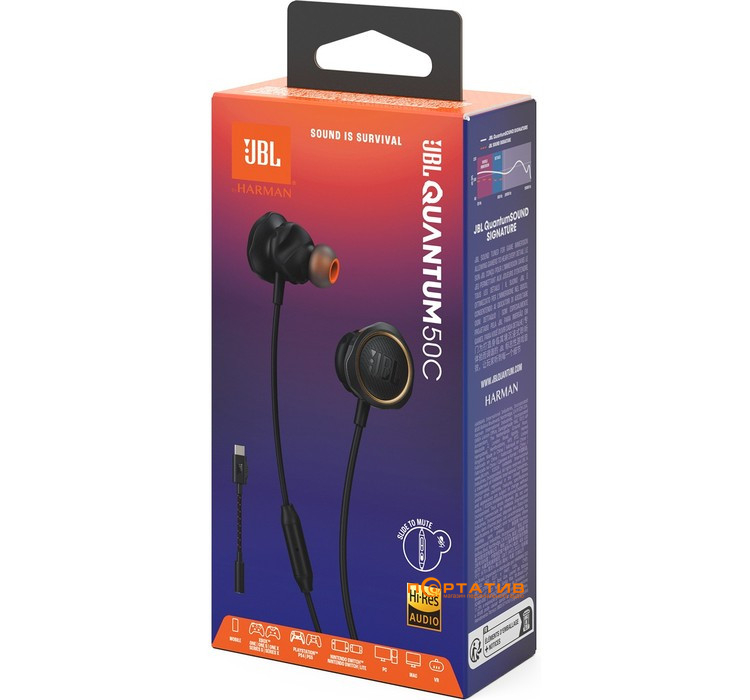 Игровая гарнитура JBL Quantum 50С Black (JBLQTUM50CBLK)