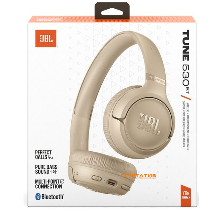 Наушники JBL T530BT Beige (JBLT530BTBEGEU)