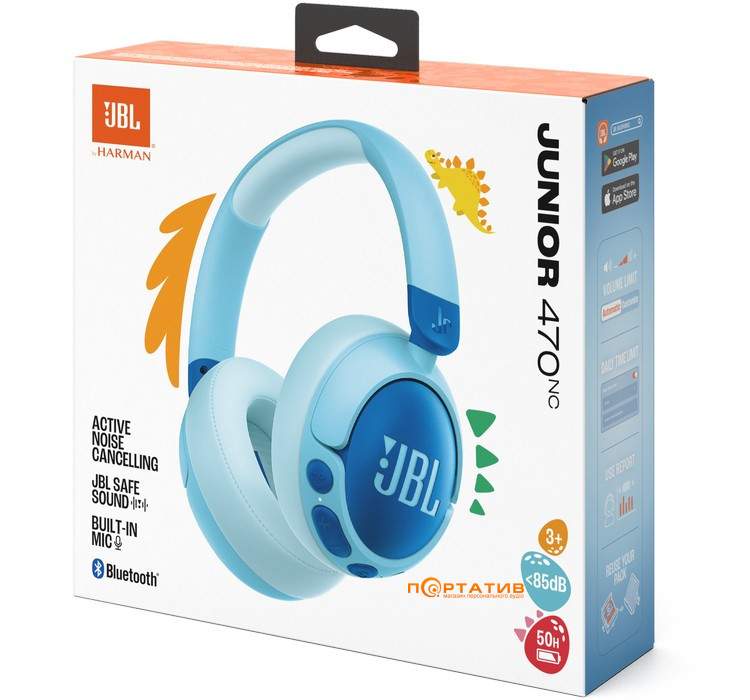 Дитячі навушники JBL JR470NC Blue (JBLJR470NCBLU)