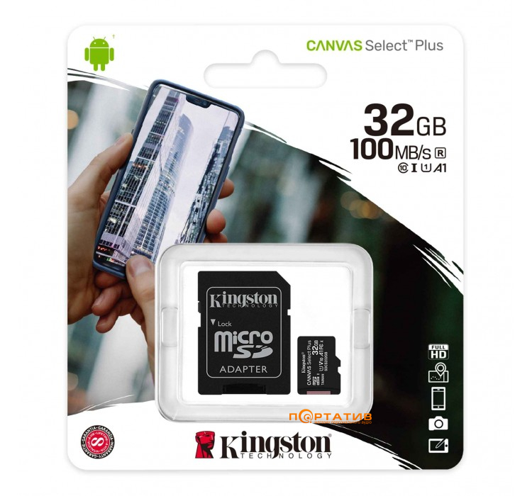 Kingston microSDHC 32GB UHS-I Canvas Select Plus + SD Adapter (SDCS2/32GB)