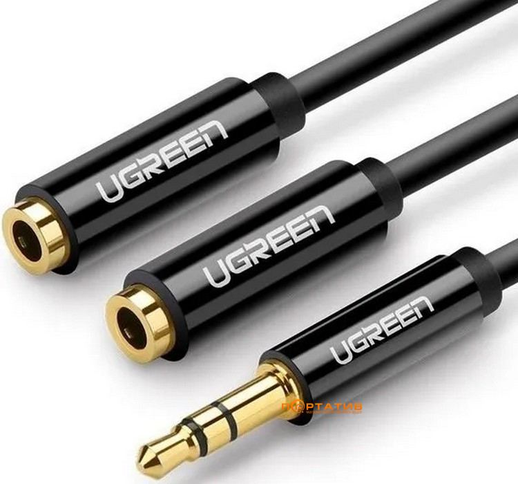 UGREEN AV123 3.5mm Stereo Audio Splitter Cable with Braid 20cm Black (10532)