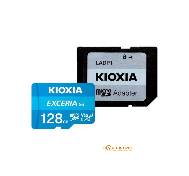 Карта памяти Kioxia microSDXC 128Gb Exceria G3 UHS-I U3 V30 + SD Adapter (LMEX3L128GG2)