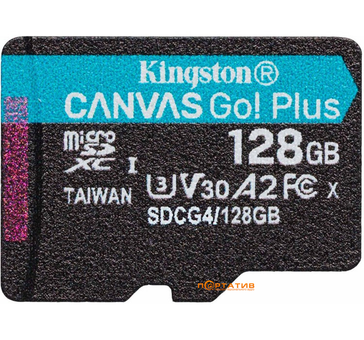 Карта пам'яті Kingston microSDXC 128GB UHS-I U3 A2 V30 Canvas Go Plus + SD Adapter (SDCG4/128GB)