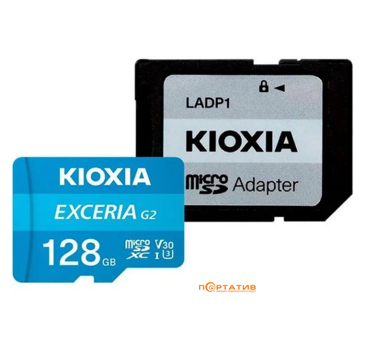 Карта пам'яті Kioxia microSDXC 128GB Exceria G2 UHS-I U3 V30 + SD Adapter (LMEX2L128GG2)