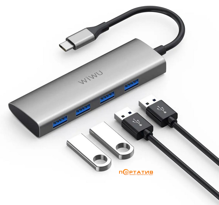 WiWU Alpha 440 Type-C to 4 USB (Gray)