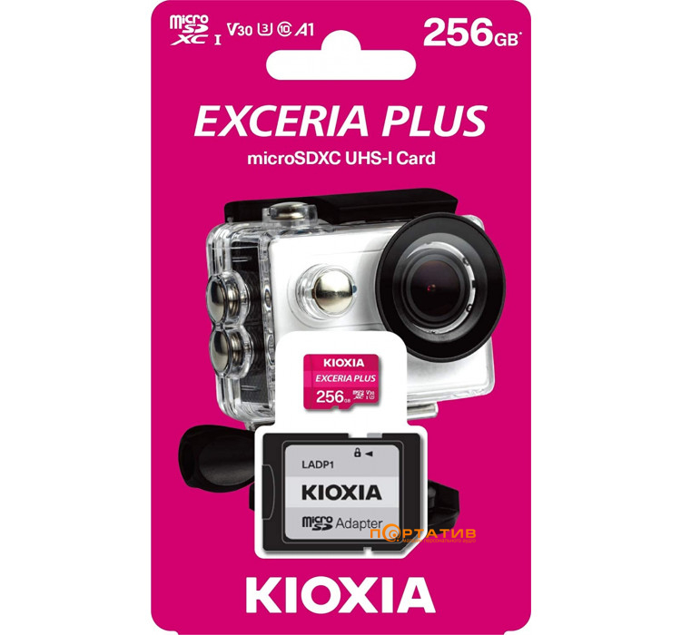Kioxia microSDXC 256GB Class 10 UHS-I U3 V30 Exceria Plus + SD Adapter (LMPL1M256GG2)