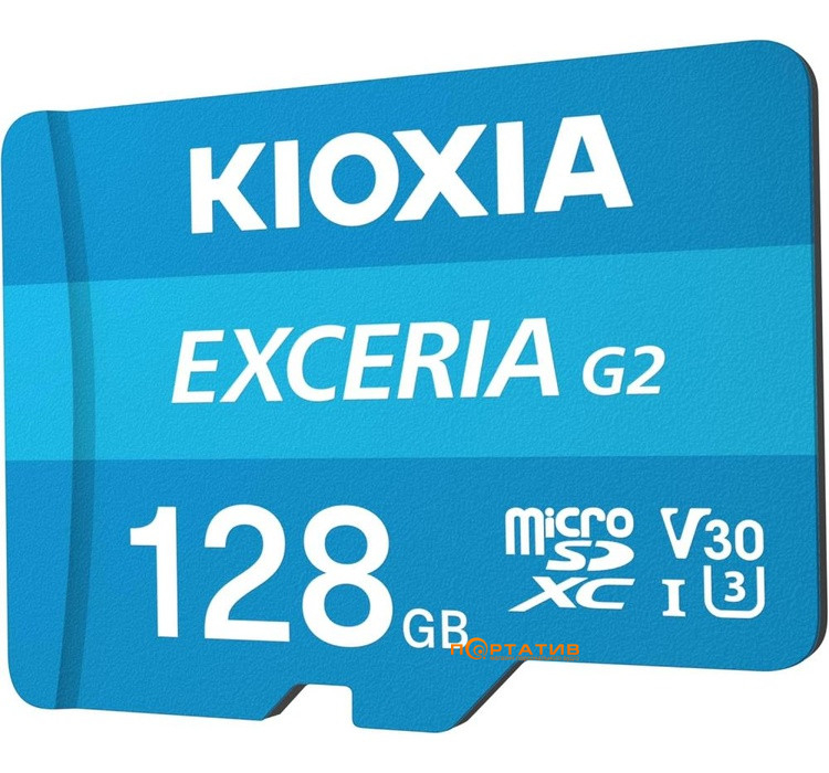 Карта пам'яті Kioxia microSDXC 128GB Exceria G2 UHS-I U3 V30 + SD Adapter (LMEX2L128GG2)