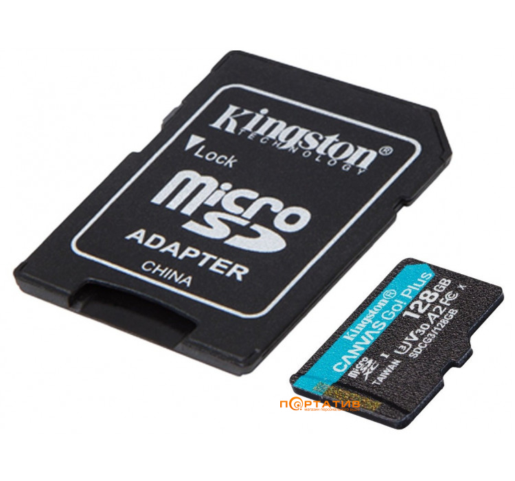 Kingston microSDXC 128GB UHS-I U3 A2 V30 Canvas Go Plus + SD Adapter (SDCG3/128GB)