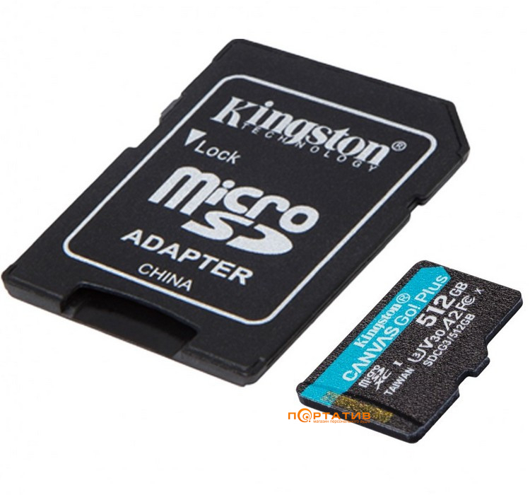 Kingston microSDXC 512GB UHS-I U3 A2 V30 Canvas Go Plus (SDCG3/512GBSP)