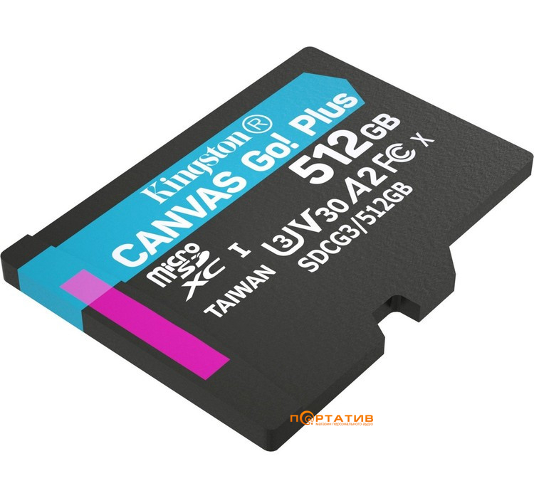 Карта пам'яті Kingston microSDXC 512GB UHS-I U3 A2 V30 Canvas Go Plus (SDCG3/512GBSP)