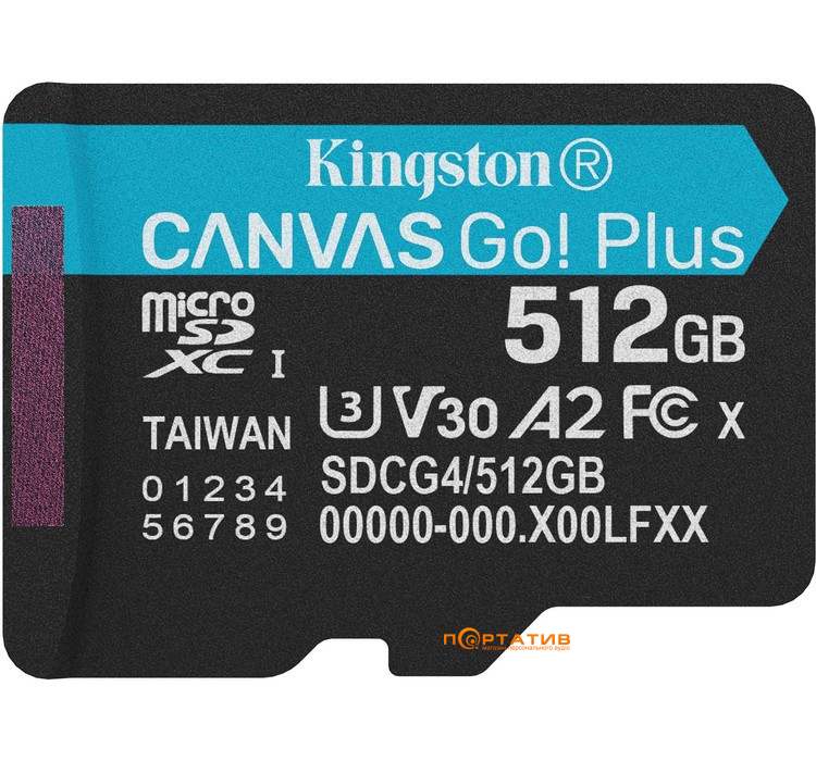 Карта пам'яті Kingston microSDXC 512GB UHS-I U3 A2 V30 Canvas Go Plus (SDCG4/512GBSP)