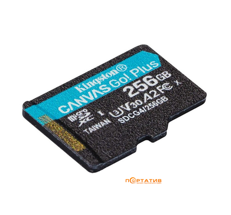 Карта памяти Kingston microSDXC 256GB C10 UHS-I U3 A2 V30 R200/W160MB/s + SD (SDCG4/256GB)