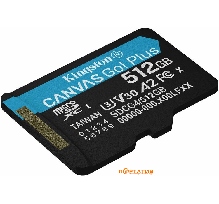 Карта пам'яті Kingston microSDXC 512GB UHS-I U3 A2 V30 Canvas Go Plus (SDCG4/512GBSP)