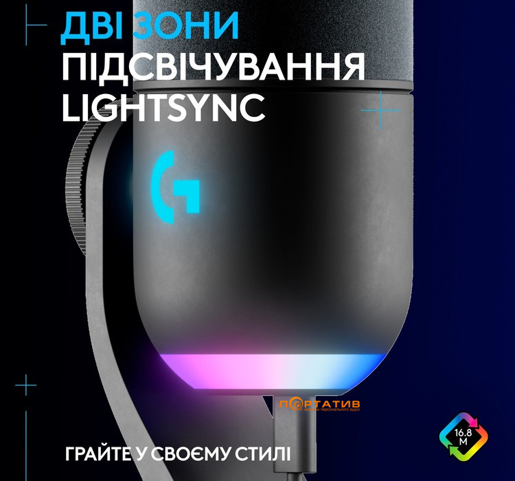 Микрофон Logitech Yeti GX Dynamic RGB Gaming Mic with Lightsync Black (988-000569)