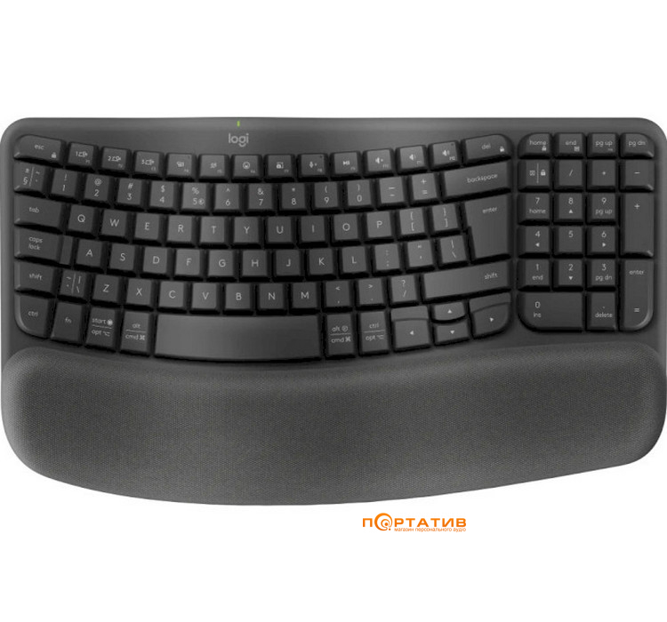 Клавіатура Logitech Wave Keys Wireless Ergonomic Graphite UA (920-012304)