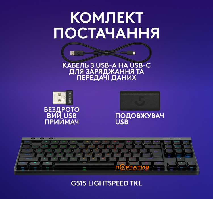 Клавіатура Logitech G515 Lightspeed TKL Wireless Gaming Black (920-012538)