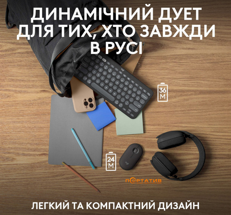 Комплект Logitech Pebble 2 Combo Wireless Graphite UA (920-012239)