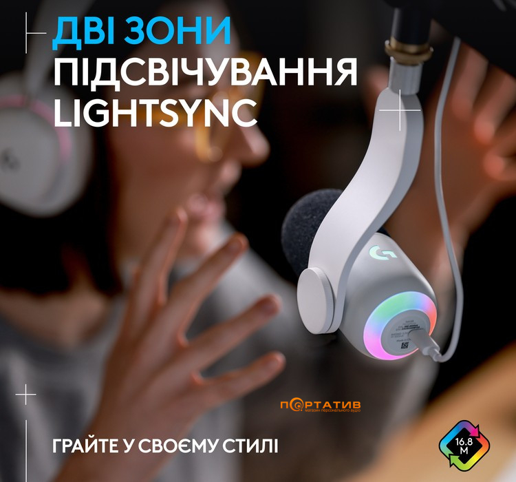Микрофон Logitech Yeti GX Dynamic RGB Gaming Mic with Lightsync OFF White (988-000576)