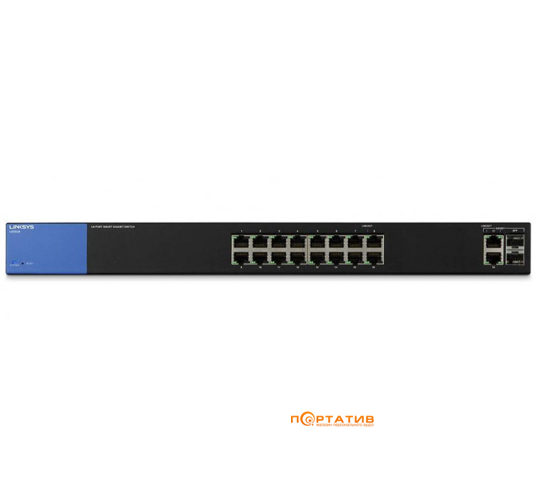 Linksys Business 16-Port Gigabit Smart Managed Switch + 2x Gigabit SFP/RJ45 Combo Ports (LGS318)