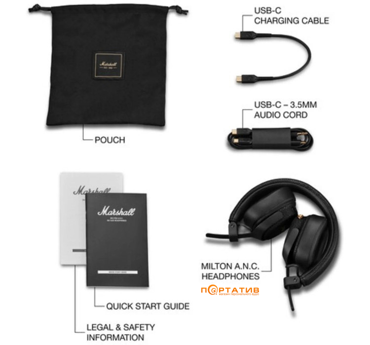 Наушники Marshall Milton ANC Black (1008039)