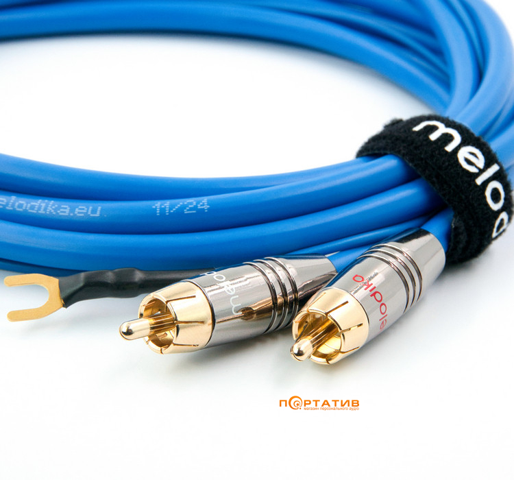 Melodika Sky Blue Phono Cable 2xRCA - 2x RCA with ground wire 3m (SBPH30)