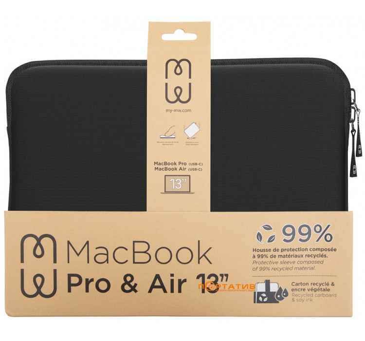 MW Basics 2Life Sleeve Case Black/White for MacBook Air 15 M2 (MW-410161)