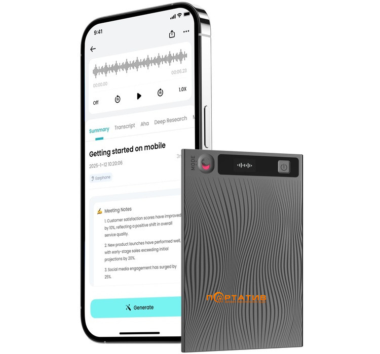 Умный диктофон Mobvoi TicNote Voice Recorder with AI (NE-79)