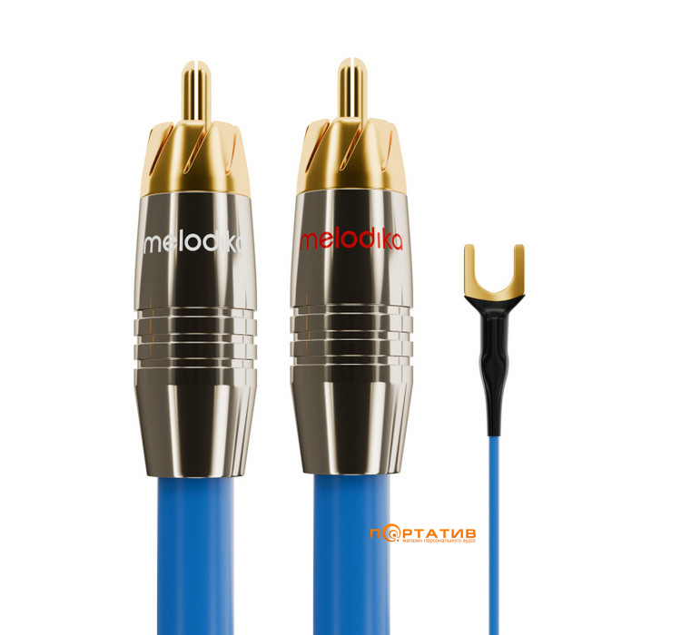 Melodika Sky Blue Phono Cable 2xRCA - 2x RCA with ground wire 1m (SBPH10)