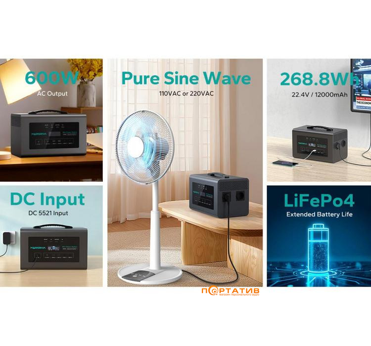 Портативная зарядная станция Marsriva MP6Pro 268Wh 600W (MP6S_MARSRIVA)