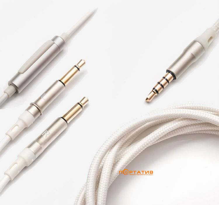 Кабель для навушників Meze 99 1.2m Cable with mic & remote White Silver