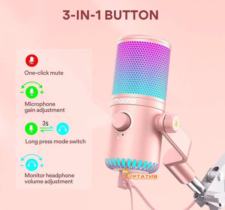 Мікрофон Maono DM30 Pink
