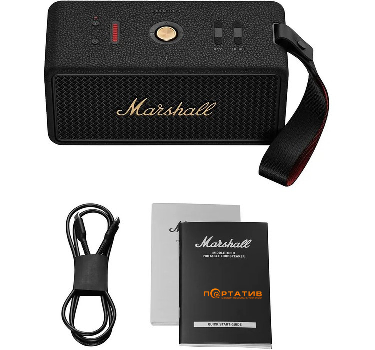 Акустика Marshall Portable Speaker Middleton II Black and Brass (1007428)