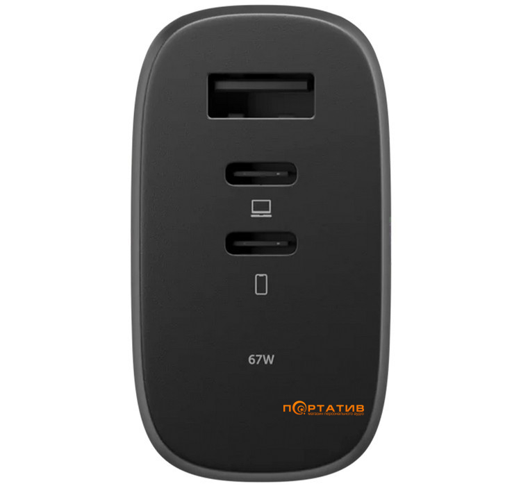 Зарядний пристрій Native Union Fast GaN Charger PD 67W 3 Ports Black (FAST-PD67-BLK-2CA)