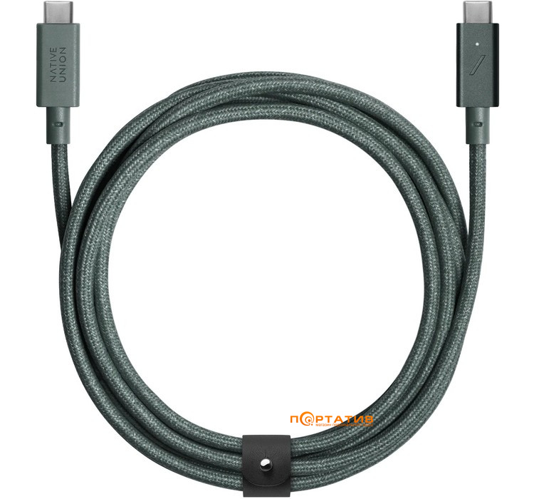 Кабель Native Union Belt Cable USB-C to USB-C Pro 240W Slate Green (2.4 m) (BELT-PRO2-GRN-NP)