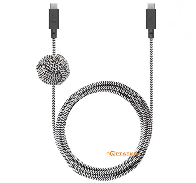 Кабель Native Union Anchor Cable USB-C to USB-C Pro 240W Zebra (3 m) (ACABLE-C-ZEB-NP)